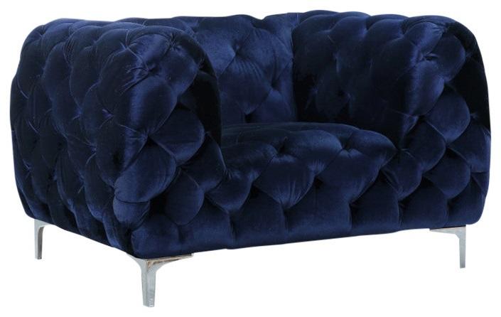 Mercer Navy Velvet Chair - Bargain Furniture (Detroit, MI)