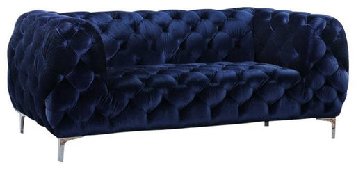 Mercer Navy Velvet Loveseat - Bargain Furniture (Detroit, MI)