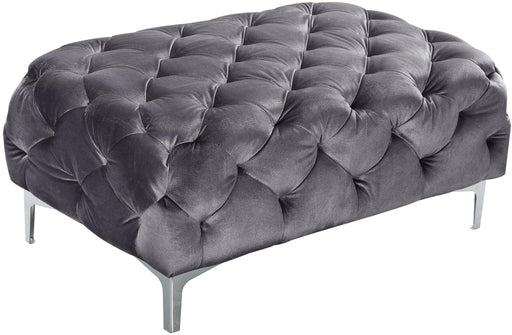 Mercer Grey Velvet Ottoman - Bargain Furniture (Detroit, MI)