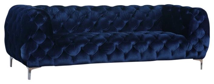 Mercer Navy Velvet Sofa - Bargain Furniture (Detroit, MI)