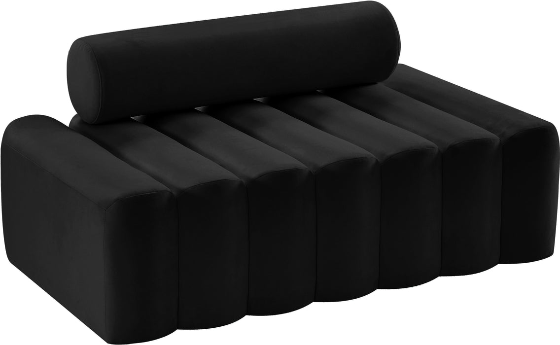 Melody Black Velvet Loveseat - Bargain Furniture (Detroit, MI)
