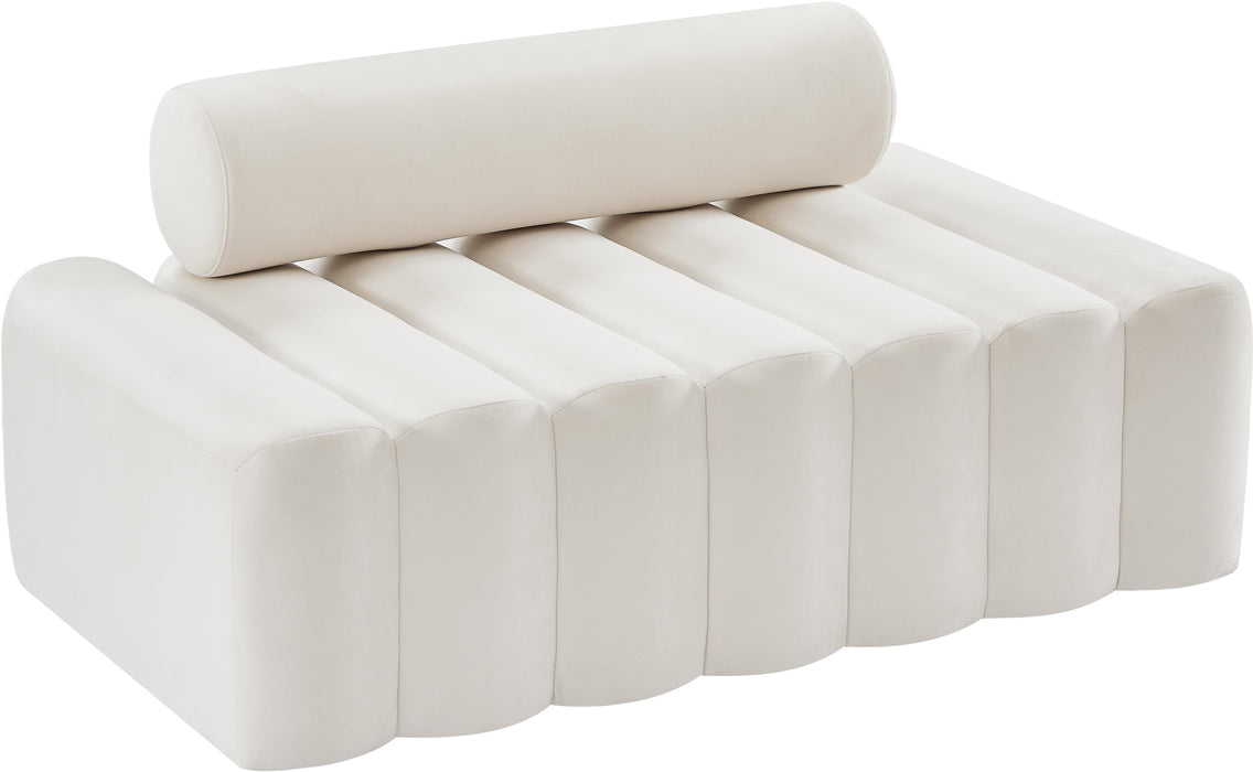 Melody Cream Velvet Loveseat - Bargain Furniture (Detroit, MI)