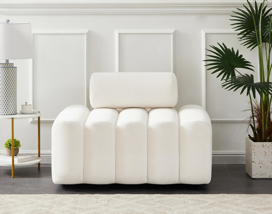 Melody Cream Velvet Chair - Bargain Furniture (Detroit, MI)