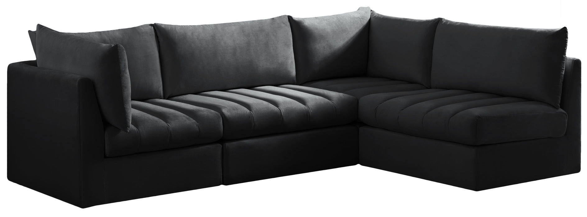 Jacob Black Velvet Modular Sectional - Bargain Furniture (Detroit, MI)