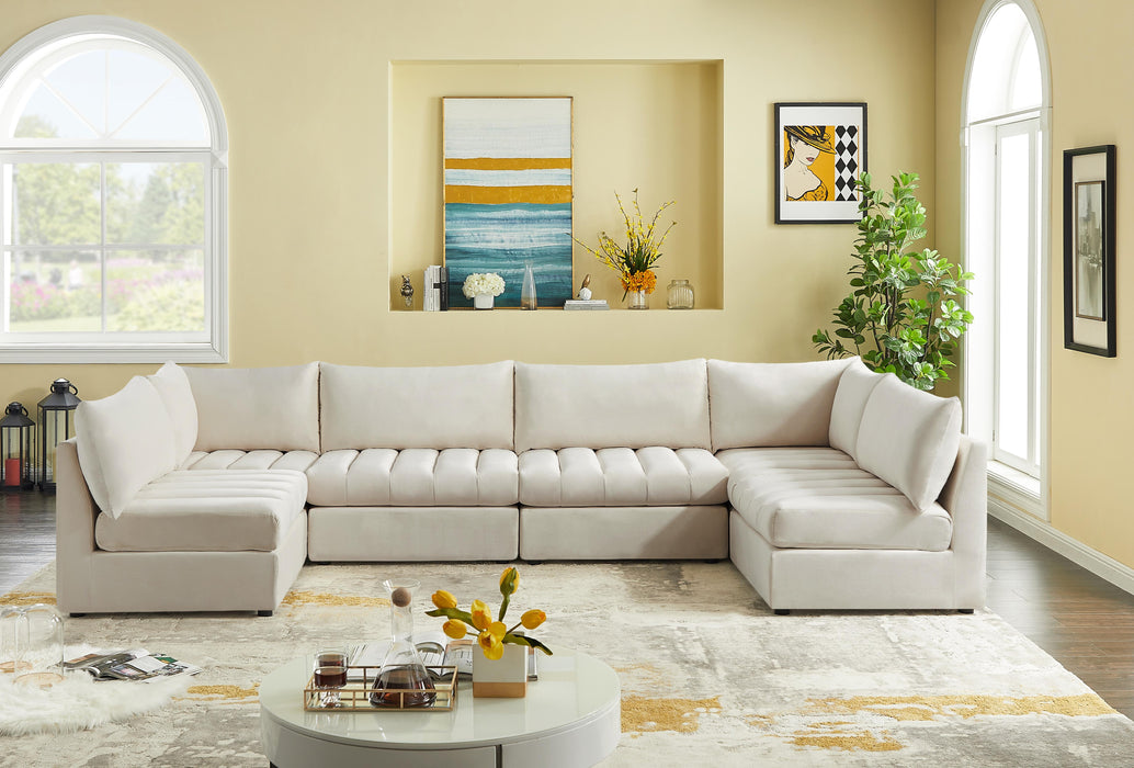 Jacob Cream Velvet Modular Sectional - Bargain Furniture (Detroit, MI)