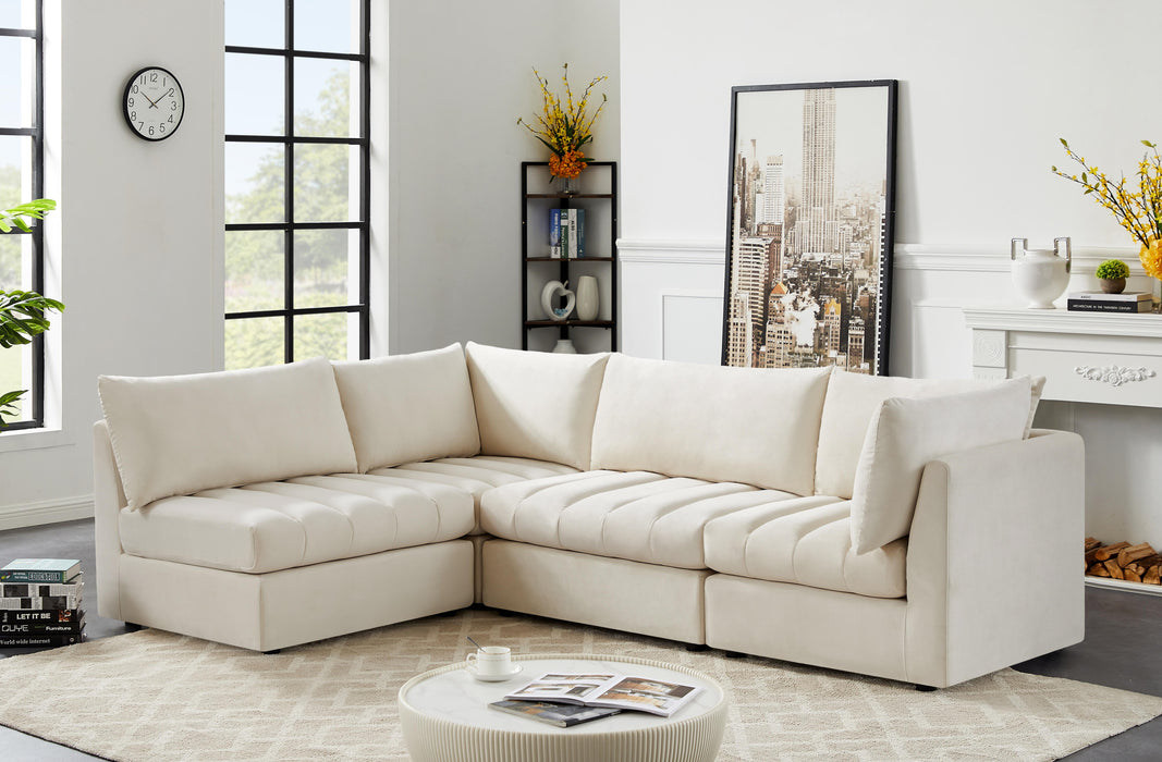 Jacob Cream Velvet Modular Sectional - Bargain Furniture (Detroit, MI)
