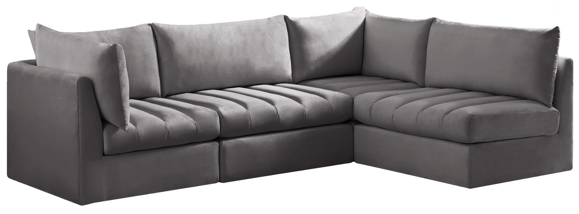 Jacob Grey Velvet Modular Sectional - Bargain Furniture (Detroit, MI)