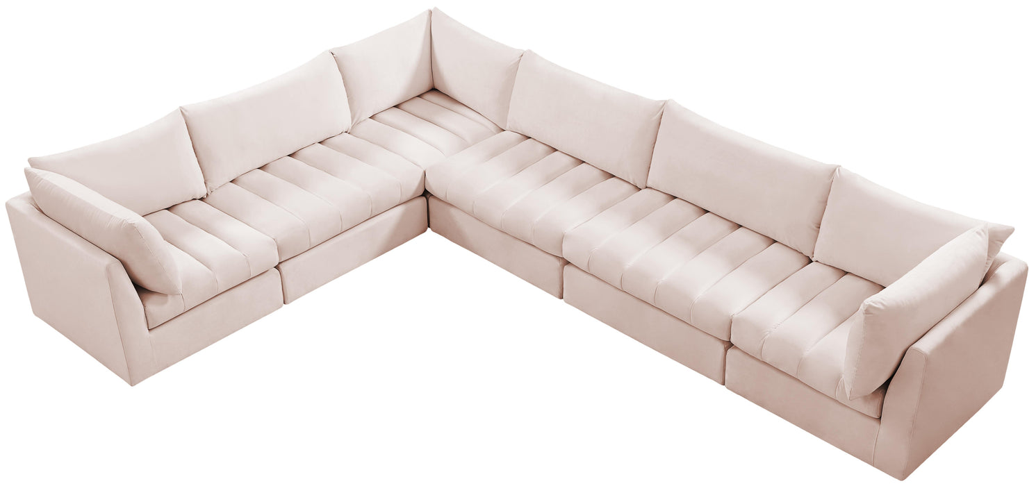 Jacob Pink Velvet Modular Sectional - Bargain Furniture (Detroit, MI)