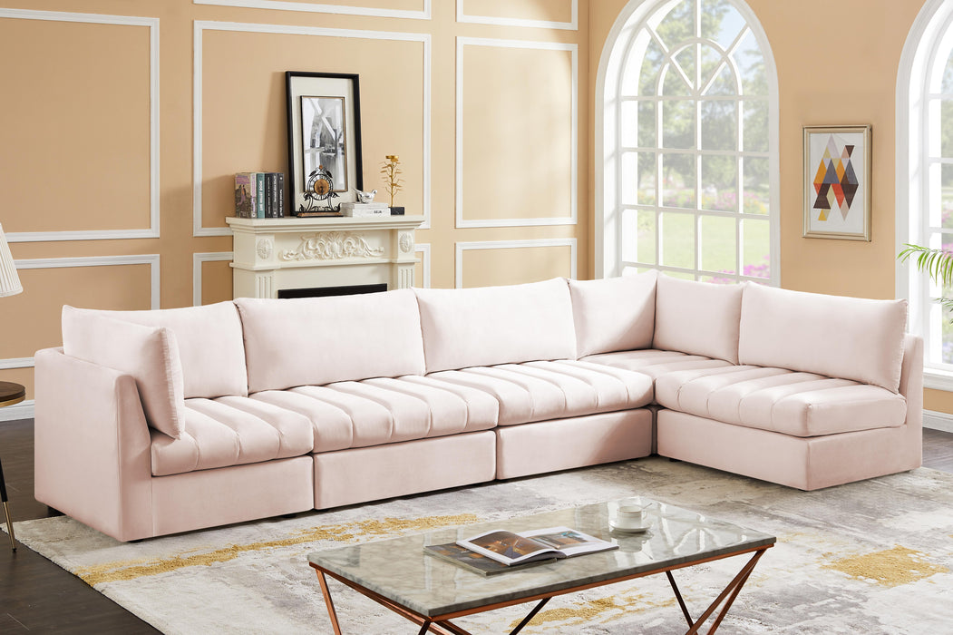 Jacob Pink Velvet Modular Sectional - Bargain Furniture (Detroit, MI)