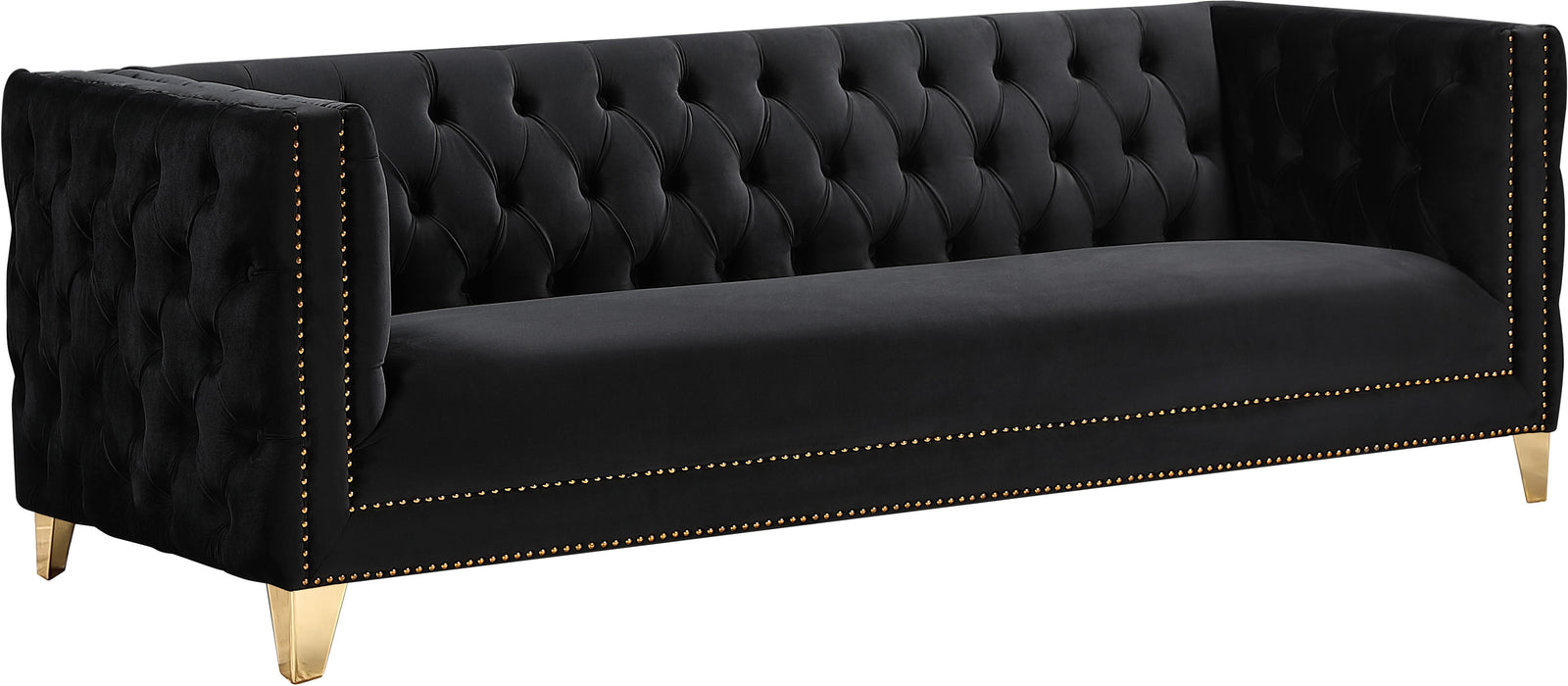Michelle Black Velvet Sofa - Bargain Furniture (Detroit, MI)