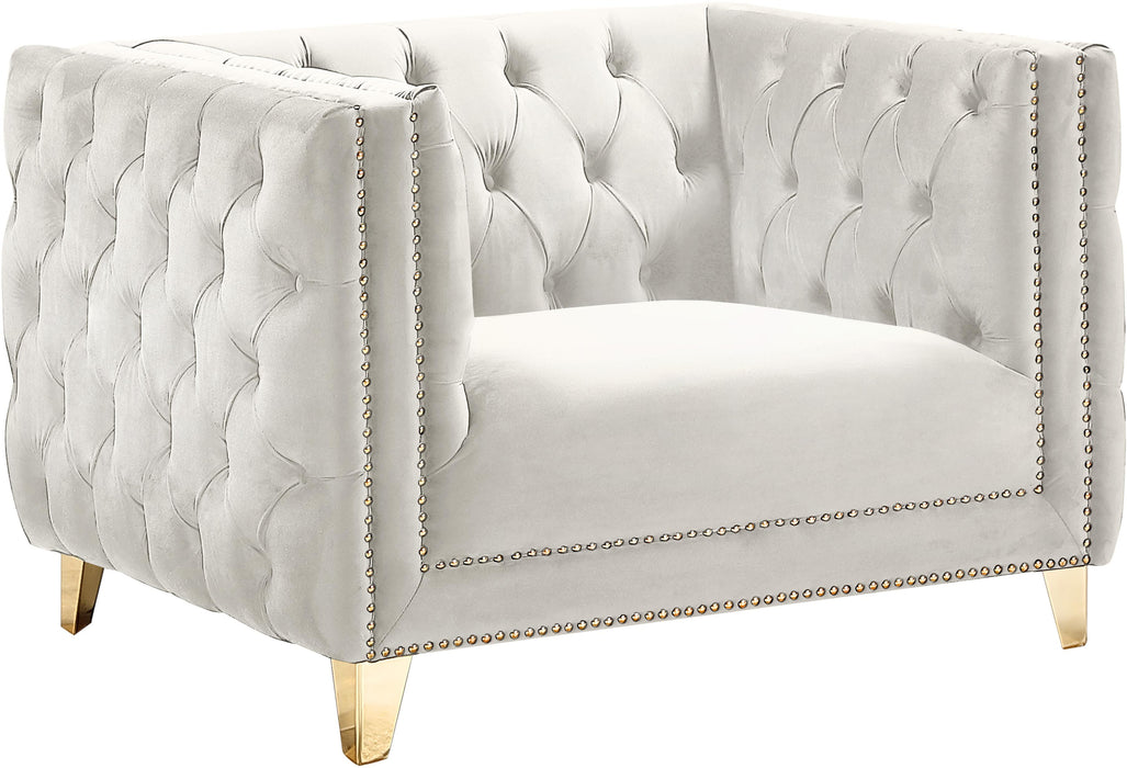 Michelle Cream Velvet Chair - Bargain Furniture (Detroit, MI)