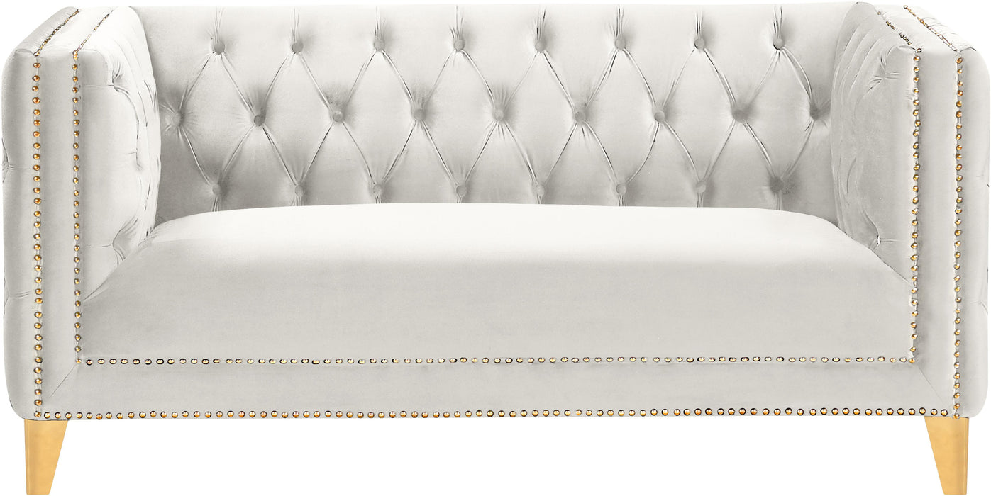 Michelle Cream Velvet Loveseat - Bargain Furniture (Detroit, MI)