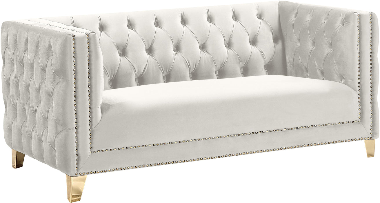 Michelle Cream Velvet Loveseat - Bargain Furniture (Detroit, MI)