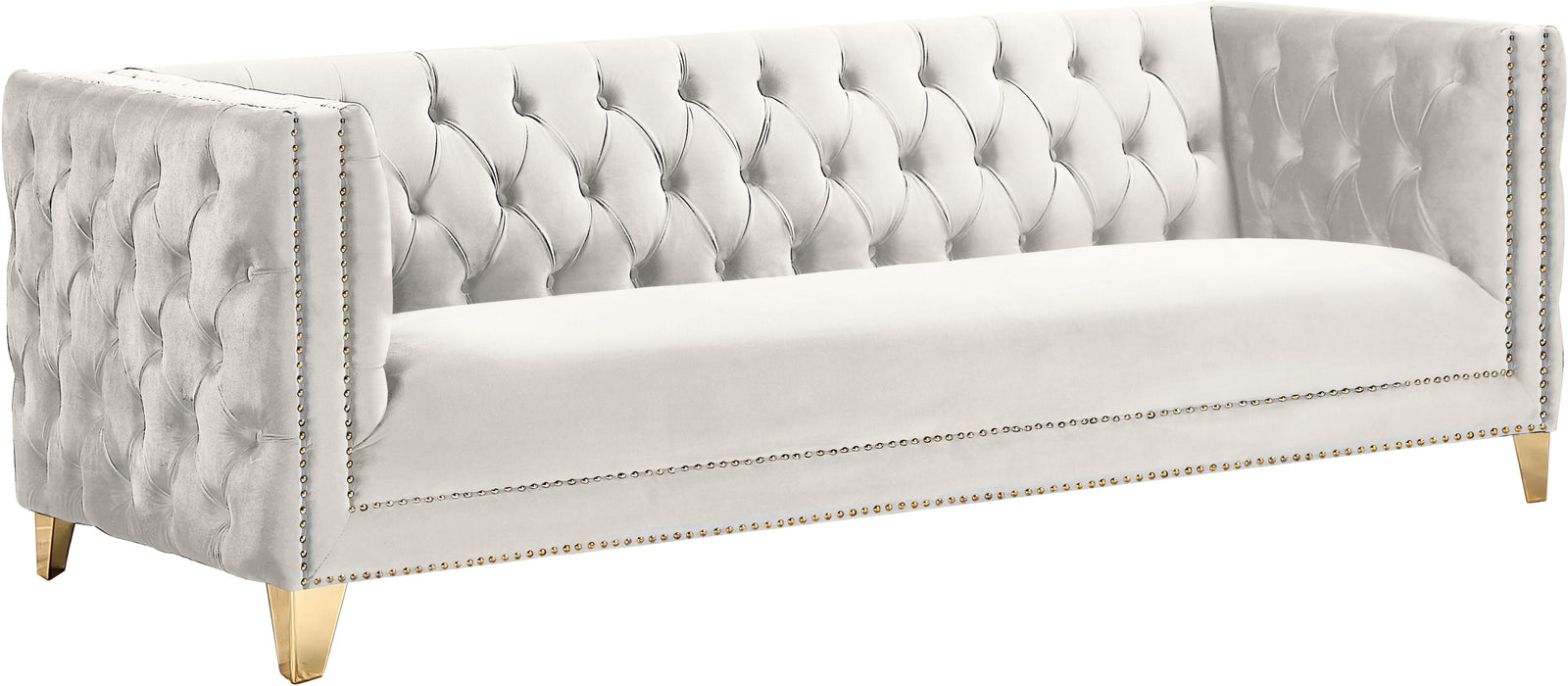 Michelle Cream Velvet Sofa - Bargain Furniture (Detroit, MI)