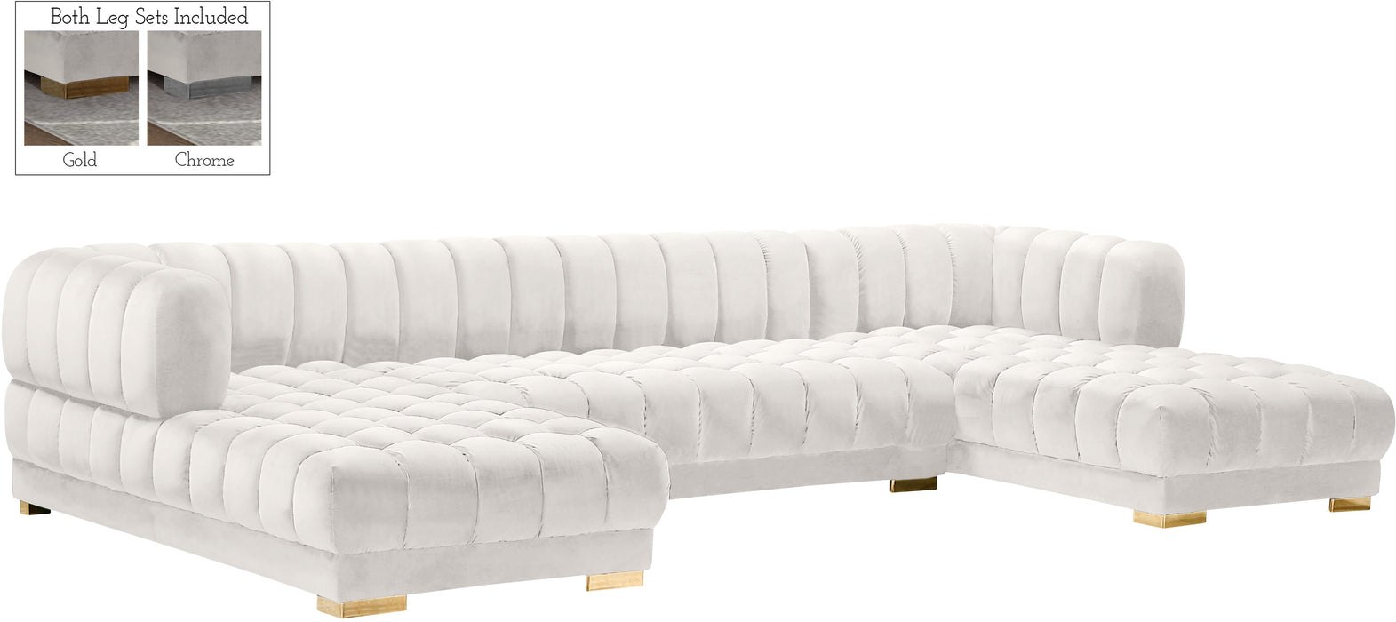Gwen Cream Velvet 3pc. Sectional (3 Boxes) - Bargain Furniture (Detroit, MI)