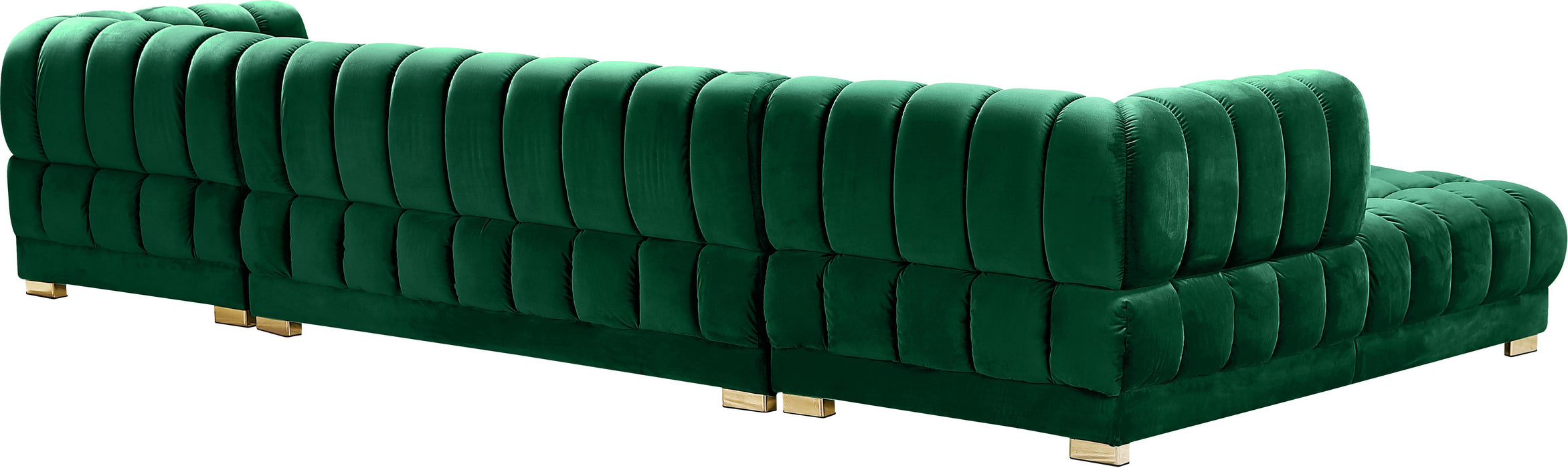 Gwen Green Velvet 3pc. Sectional (3 Boxes) - Bargain Furniture (Detroit, MI)