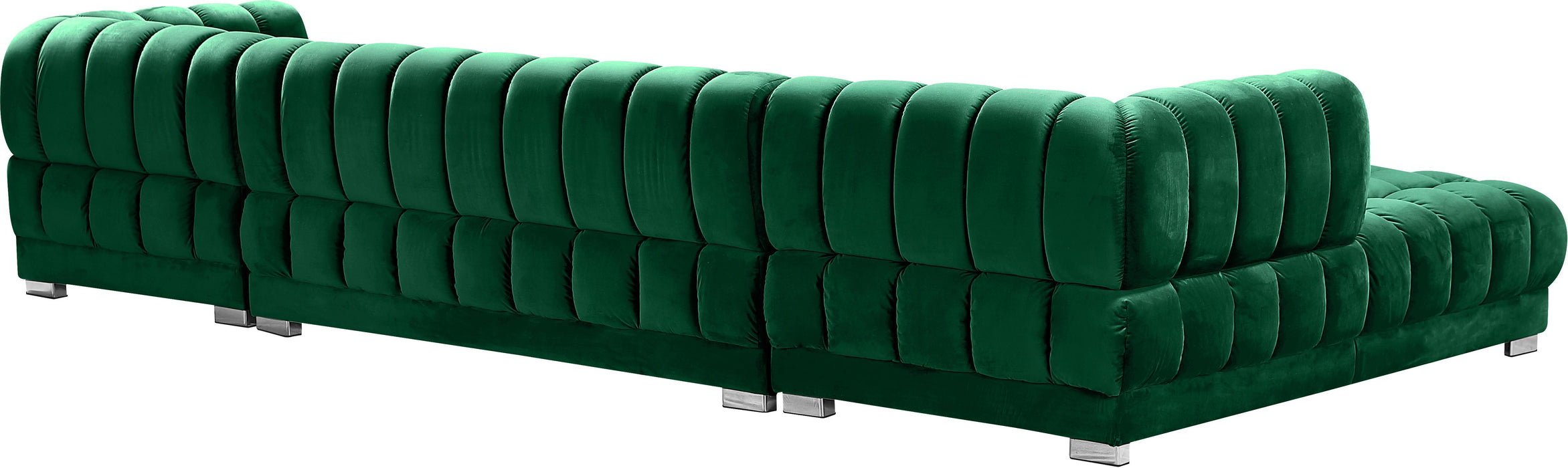 Gwen Green Velvet 3pc. Sectional (3 Boxes) - Bargain Furniture (Detroit, MI)