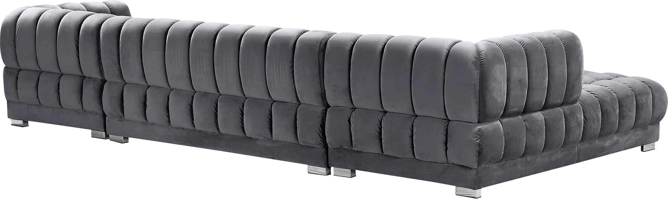 Gwen Grey Velvet 3pc. Sectional (3 Boxes) - Bargain Furniture (Detroit, MI)