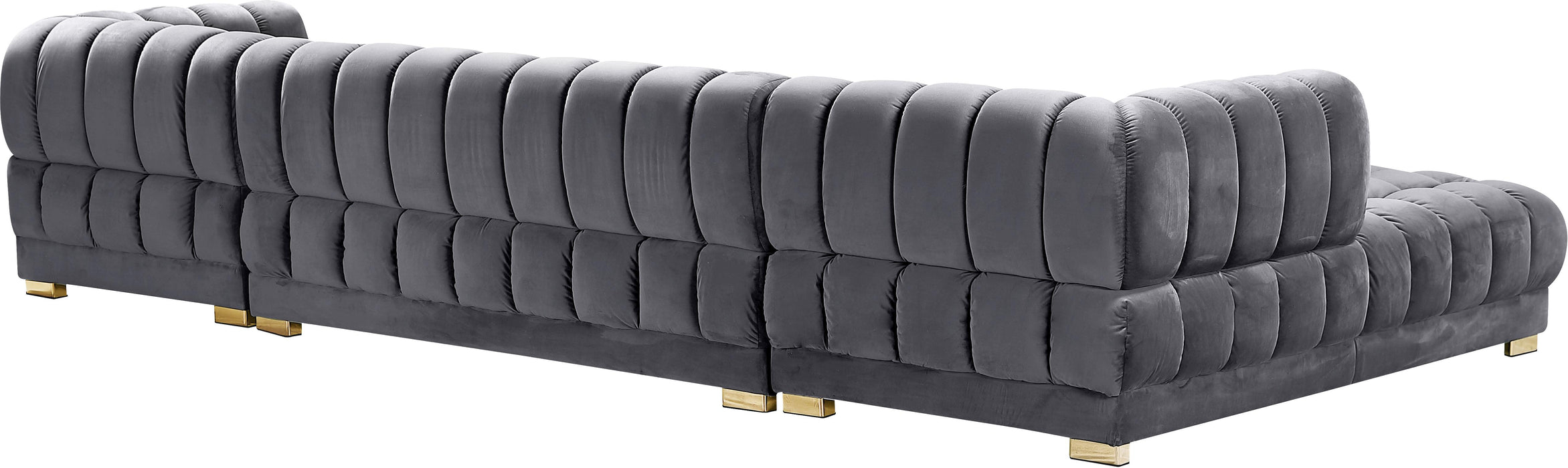 Gwen Grey Velvet 3pc. Sectional (3 Boxes) - Bargain Furniture (Detroit, MI)