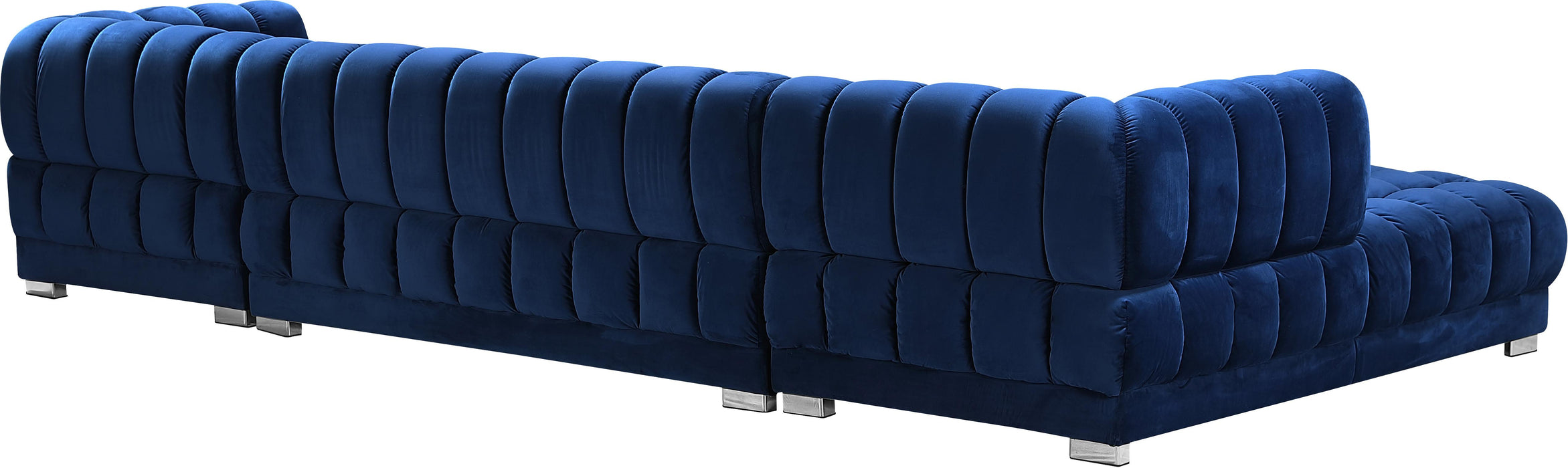 Gwen Navy Velvet 3pc. Sectional (3 Boxes) - Bargain Furniture (Detroit, MI)