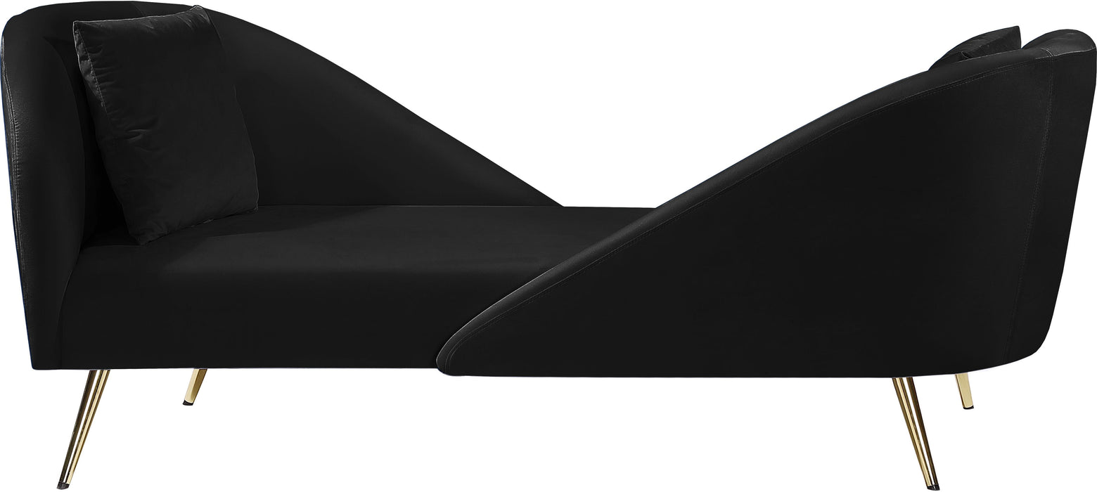 Nolan Black Velvet Chaise - Bargain Furniture (Detroit, MI)