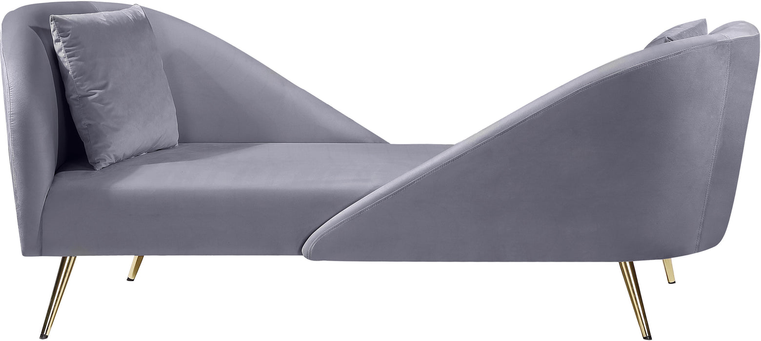 Nolan Grey Velvet Chaise - Bargain Furniture (Detroit, MI)