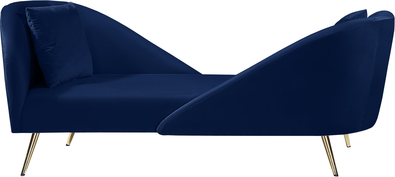 Nolan Navy Velvet Chaise - Bargain Furniture (Detroit, MI)