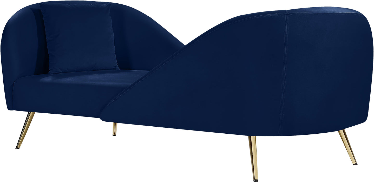 Nolan Navy Velvet Chaise - Bargain Furniture (Detroit, MI)