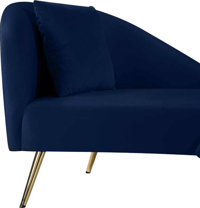 Nolan Navy Velvet Chaise - Bargain Furniture (Detroit, MI)
