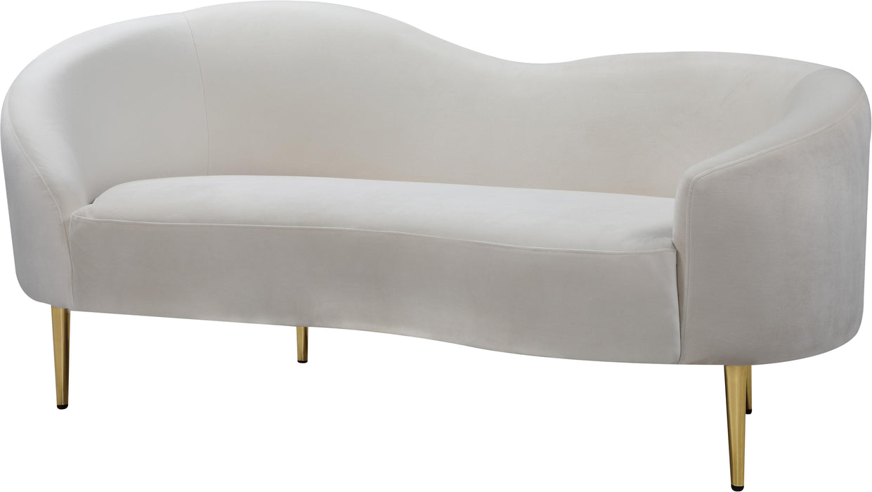 Ritz Cream Velvet Loveseat - Bargain Furniture (Detroit, MI)