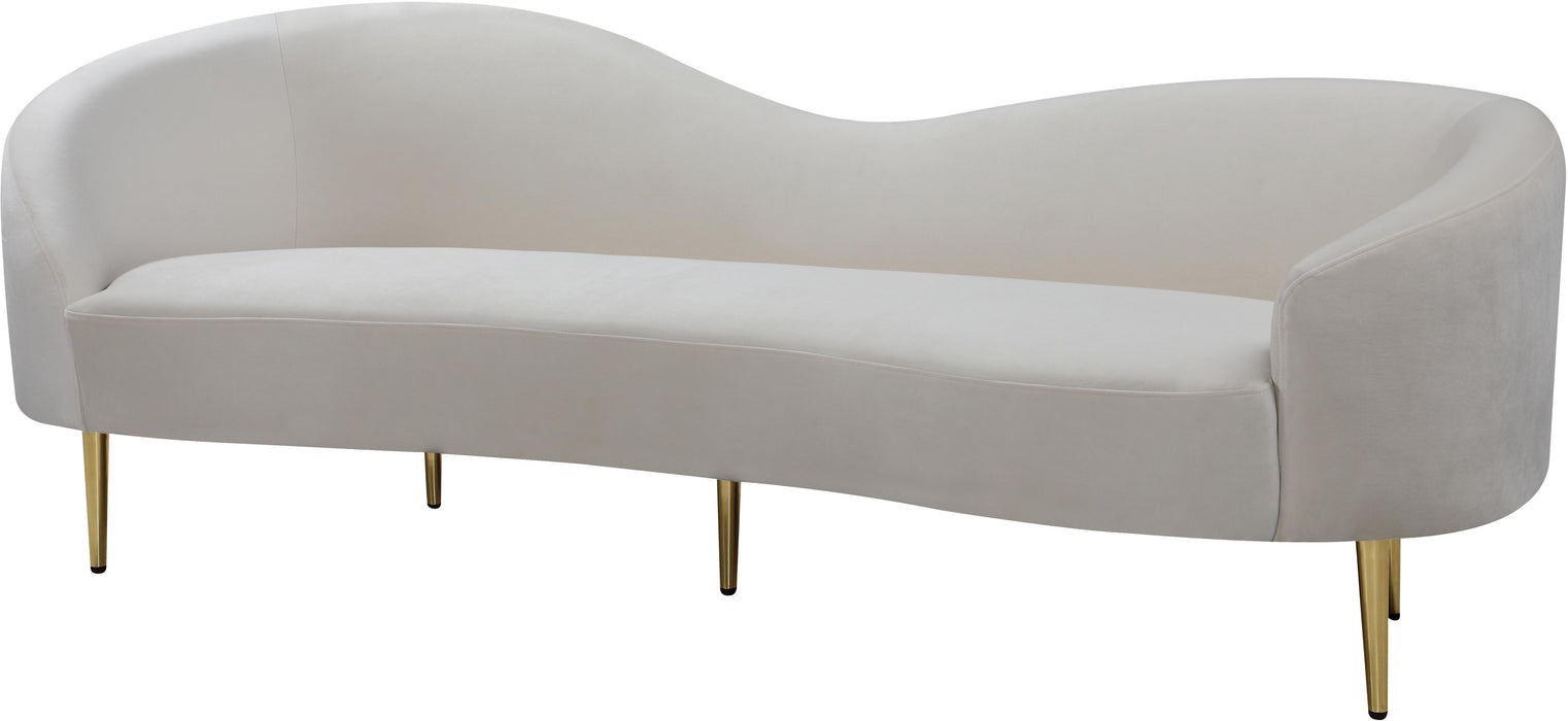 Ritz Cream Velvet Sofa - Bargain Furniture (Detroit, MI)