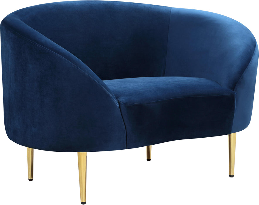 Ritz Navy Velvet Chair - Bargain Furniture (Detroit, MI)