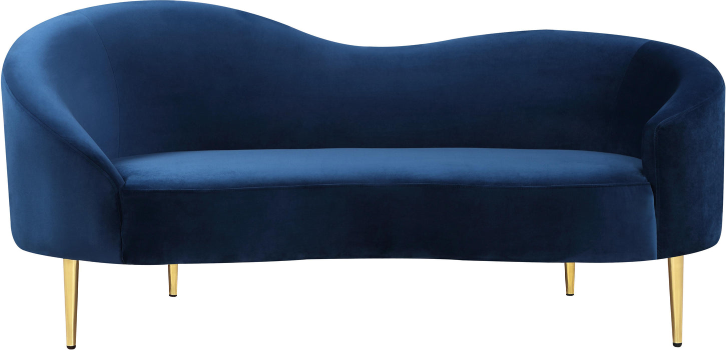 Ritz Navy Velvet Loveseat - Bargain Furniture (Detroit, MI)