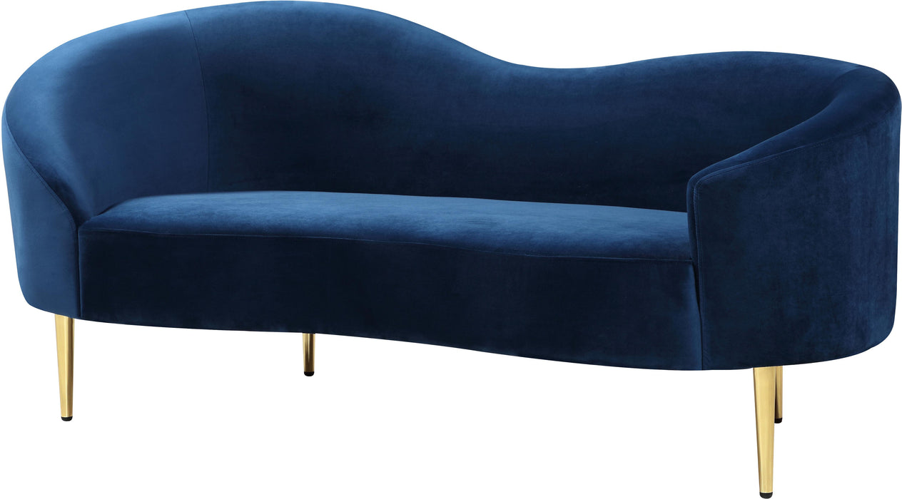 Ritz Navy Velvet Loveseat - Bargain Furniture (Detroit, MI)