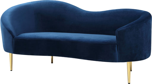 Ritz Navy Velvet Loveseat - Bargain Furniture (Detroit, MI)