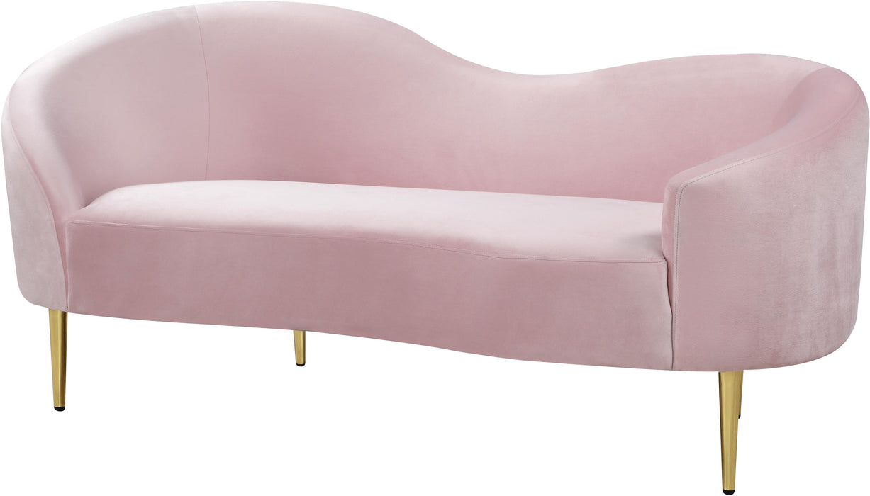 Ritz Pink Velvet Loveseat - Bargain Furniture (Detroit, MI)