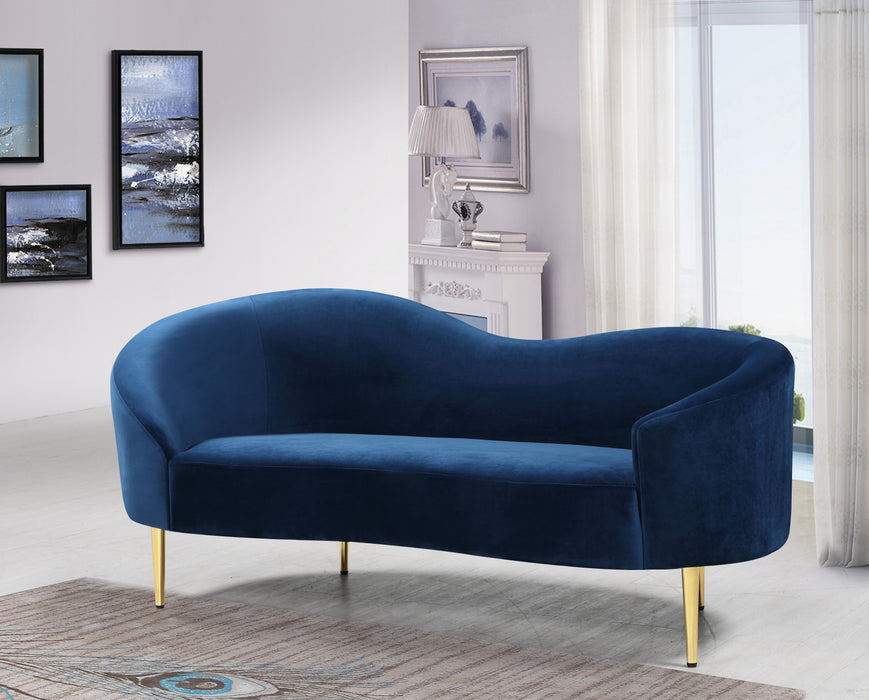 Ritz Navy Velvet Loveseat - Bargain Furniture (Detroit, MI)