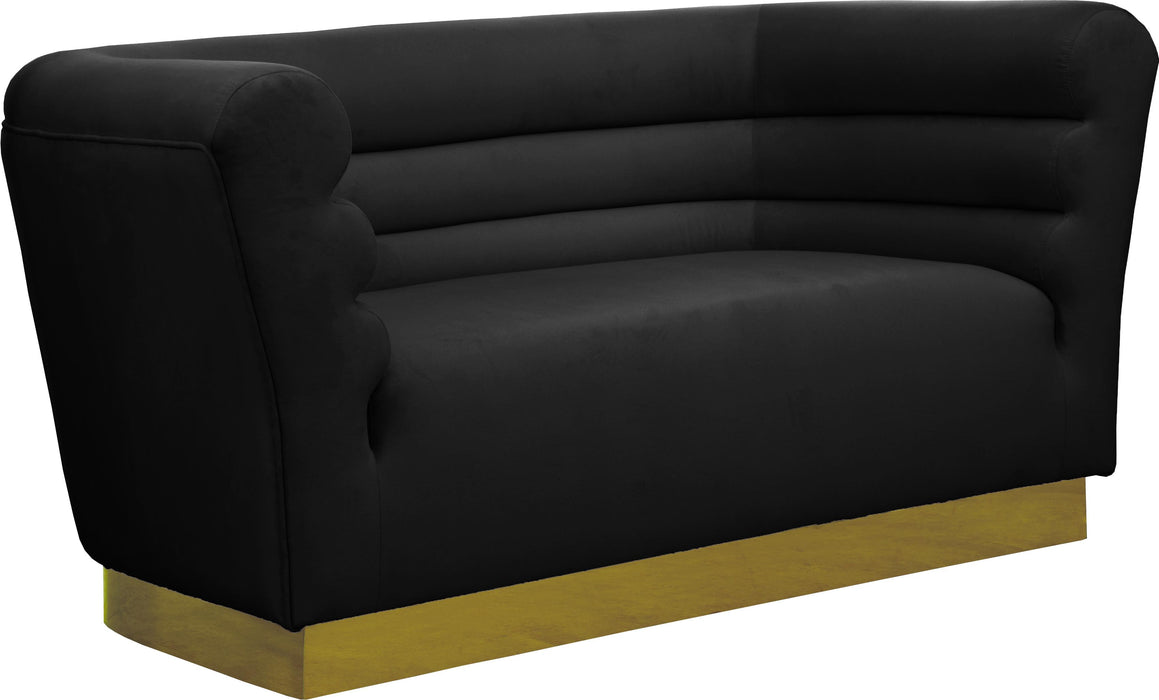 Bellini Black Velvet Loveseat - Bargain Furniture (Detroit, MI)
