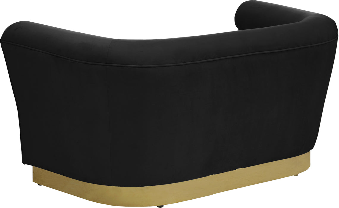 Bellini Black Velvet Loveseat - Bargain Furniture (Detroit, MI)