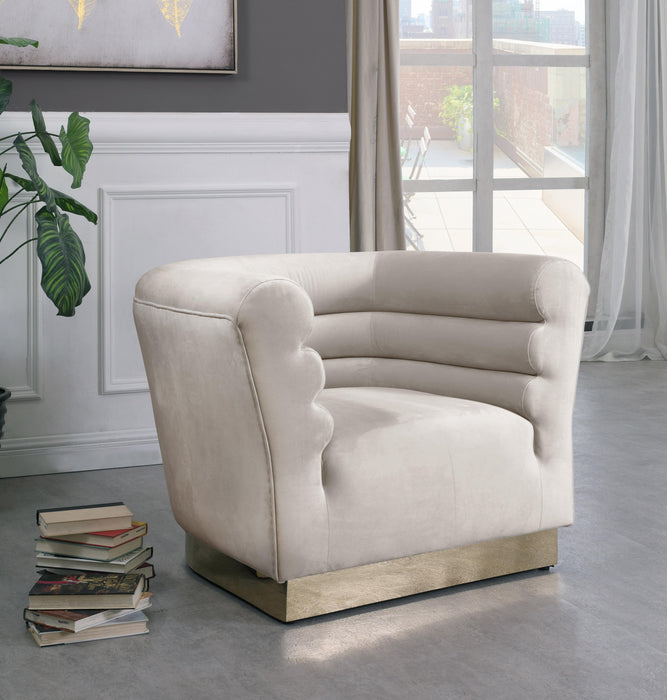 Bellini Cream Velvet Chair - Bargain Furniture (Detroit, MI)