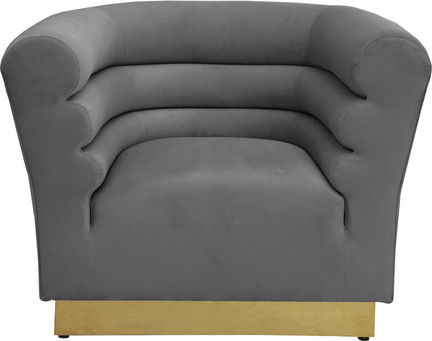 Bellini Grey Velvet Chair - Bargain Furniture (Detroit, MI)