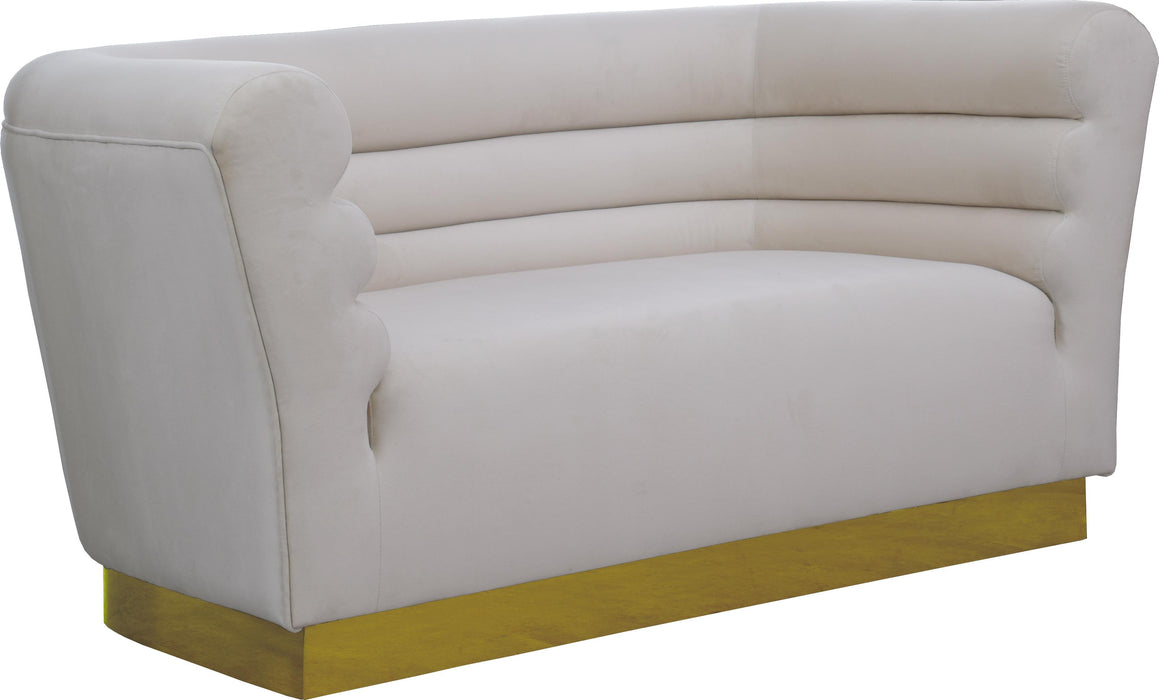 Bellini Cream Velvet Loveseat - Bargain Furniture (Detroit, MI)