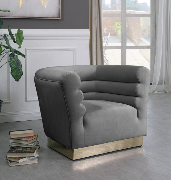 Bellini Grey Velvet Chair - Bargain Furniture (Detroit, MI)