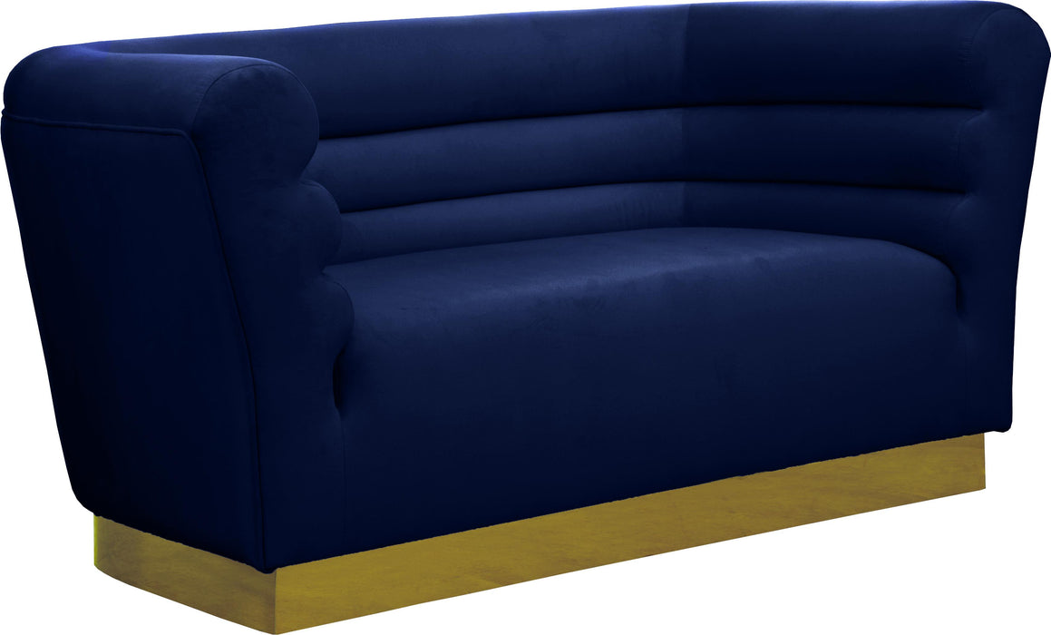 Bellini Navy Velvet Loveseat - Bargain Furniture (Detroit, MI)