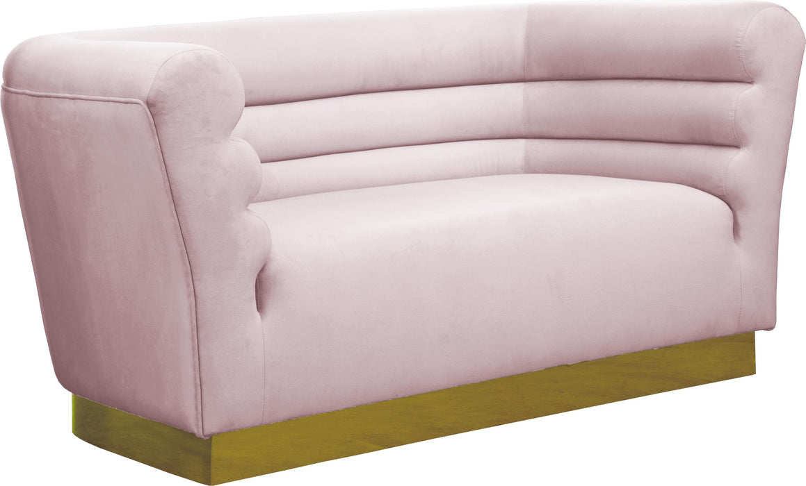 Bellini Pink Velvet Loveseat - Bargain Furniture (Detroit, MI)