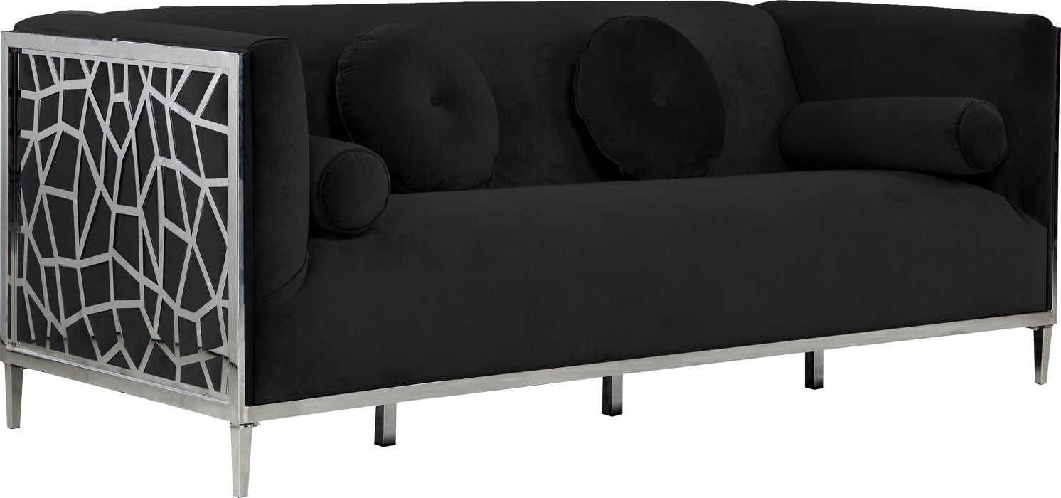 Opal Black Velvet Sofa - Bargain Furniture (Detroit, MI)