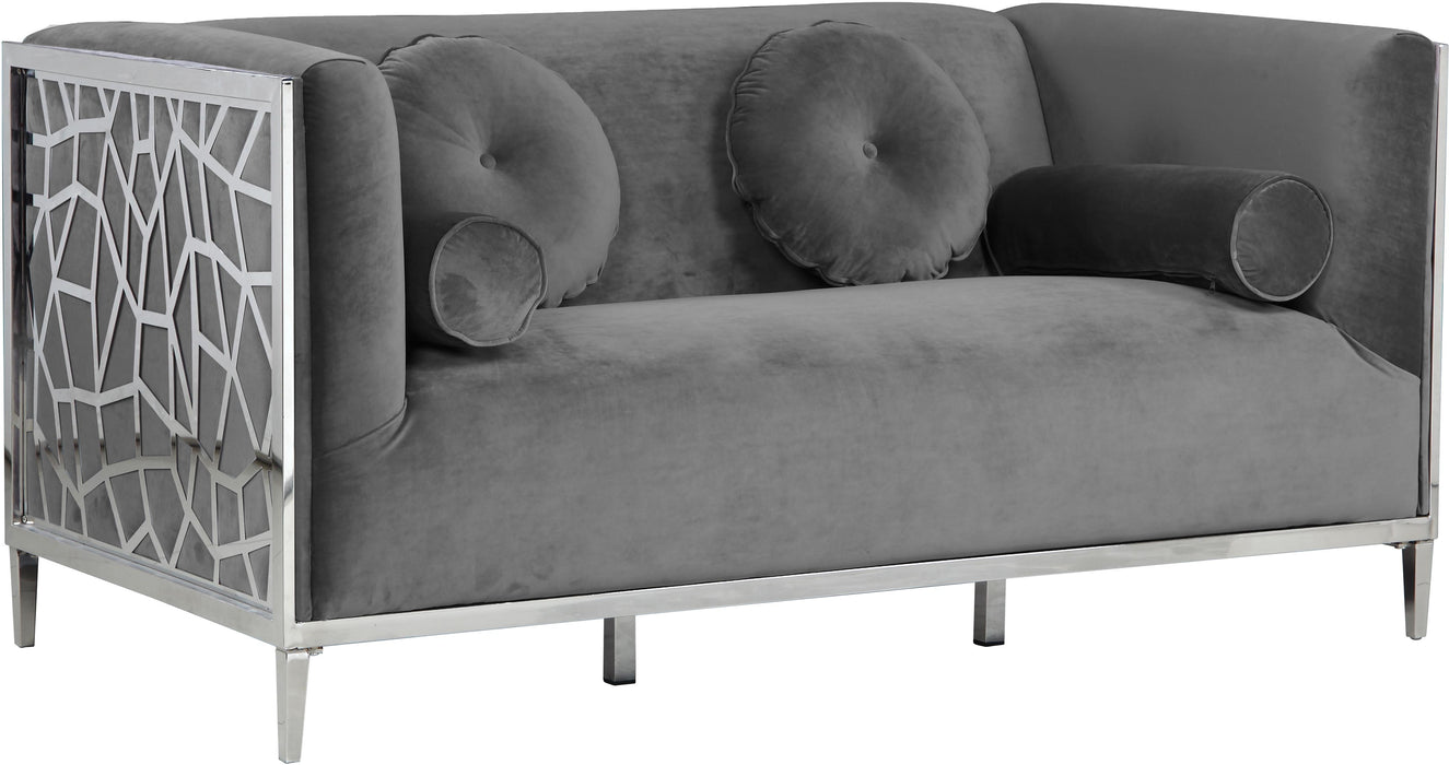 Opal Grey Velvet Loveseat - Bargain Furniture (Detroit, MI)