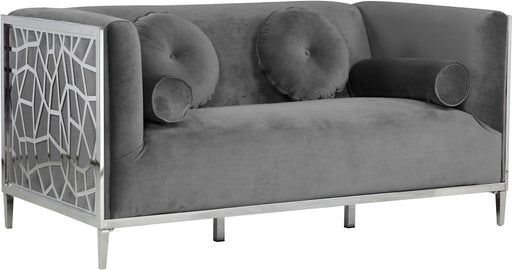 Opal Grey Velvet Loveseat - Bargain Furniture (Detroit, MI)