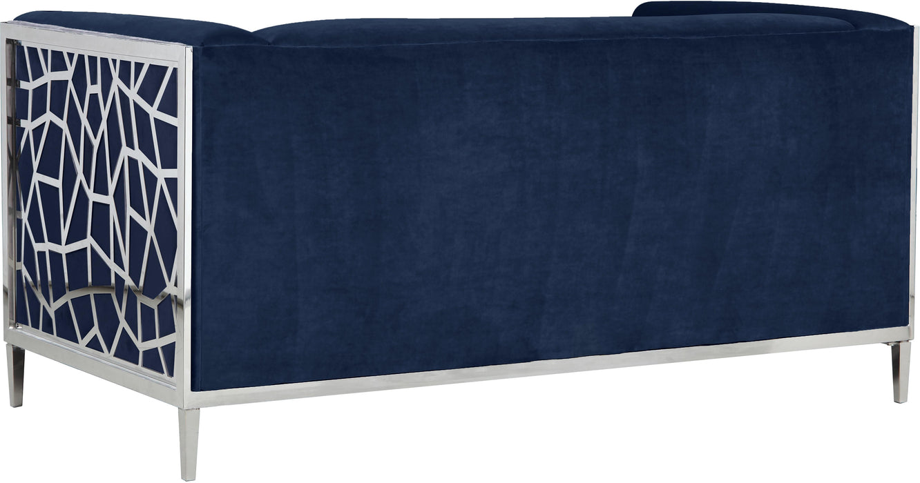 Opal Navy Velvet Loveseat - Bargain Furniture (Detroit, MI)