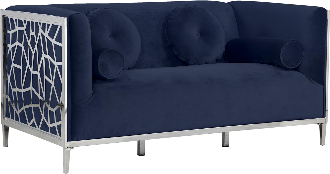 Opal Navy Velvet Loveseat - Bargain Furniture (Detroit, MI)